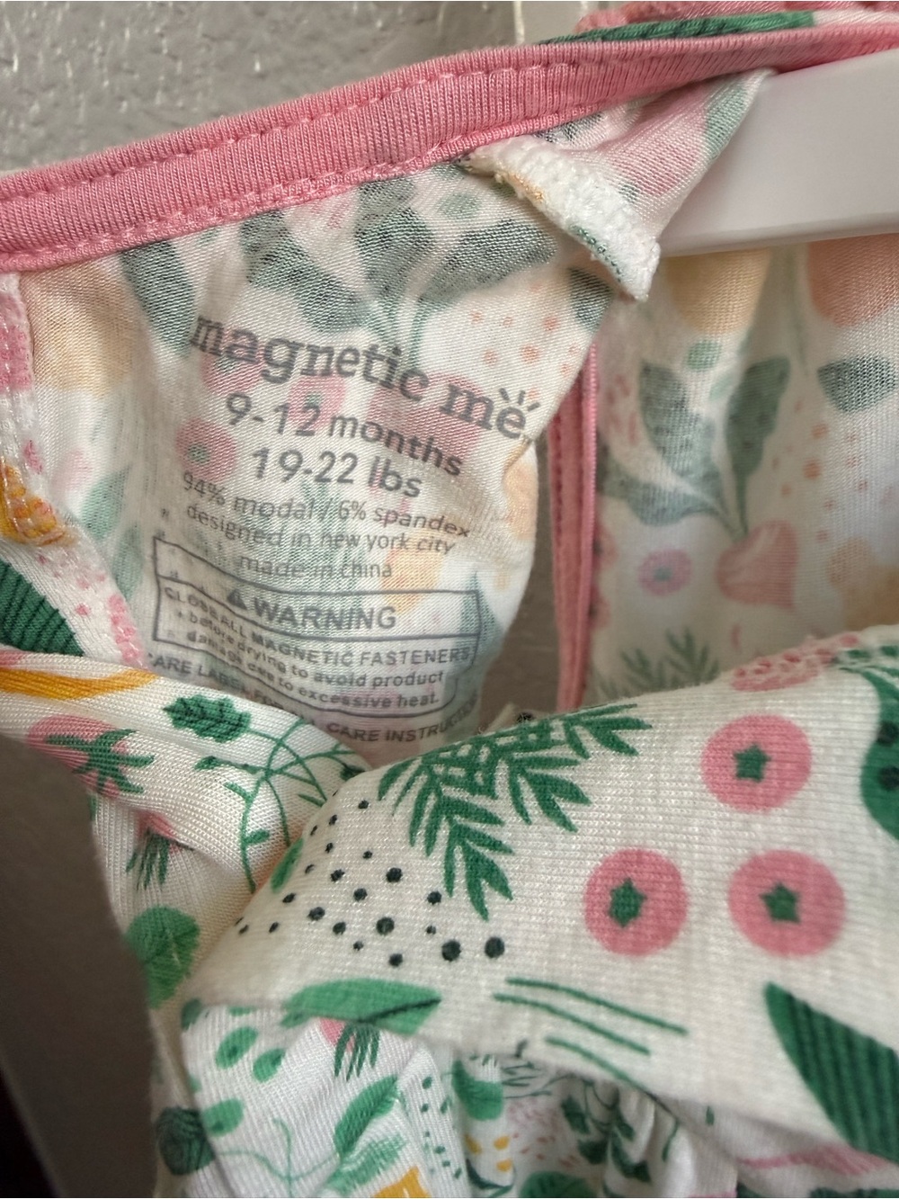 Magnetic Me White Floral & Fruit Print Tank Top with Pink Trim - Picture 3 of 3